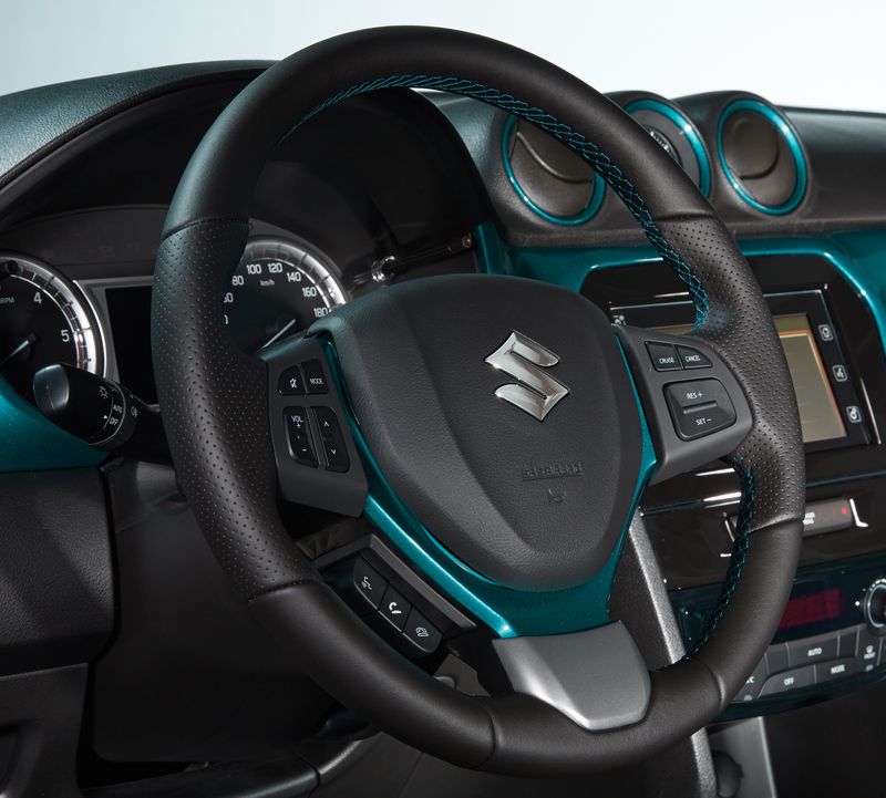 Leather Steering Wheel - Turquoise